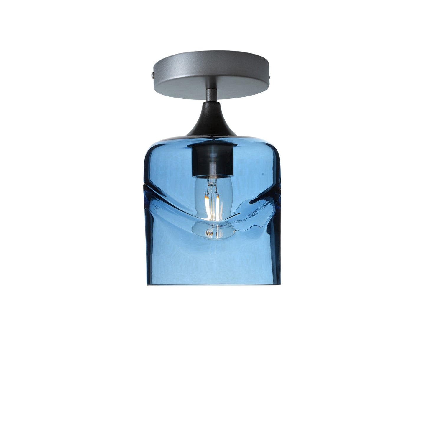 603 Semi-Flush-Bicycle Glass Co - Hotshop-Swell-Steel Blue-Antique Bronze-Bicycle Glass Co