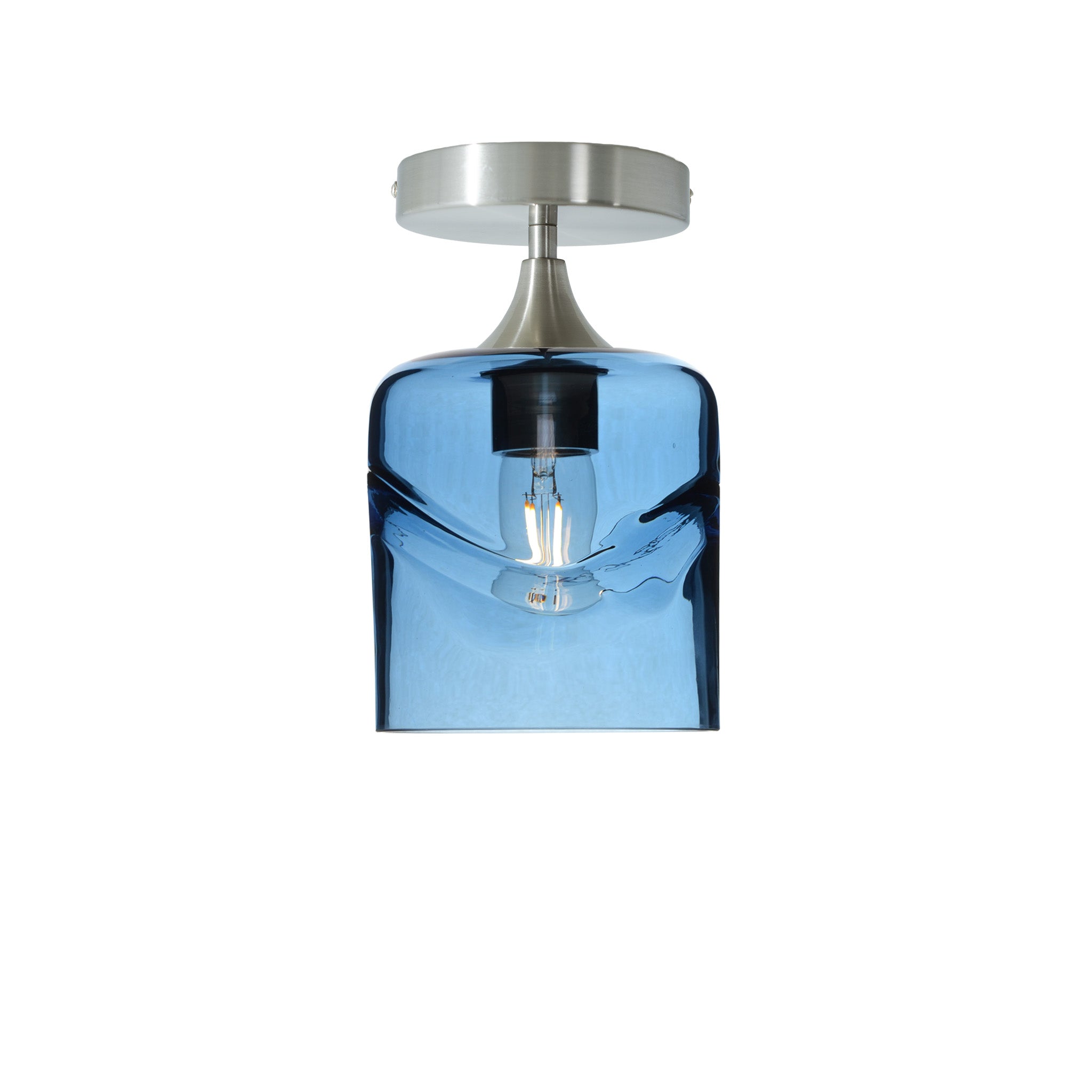 603 Semi-Flush-Bicycle Glass Co - Hotshop-Swell-Steel Blue-Brushed Nickel-Bicycle Glass Co