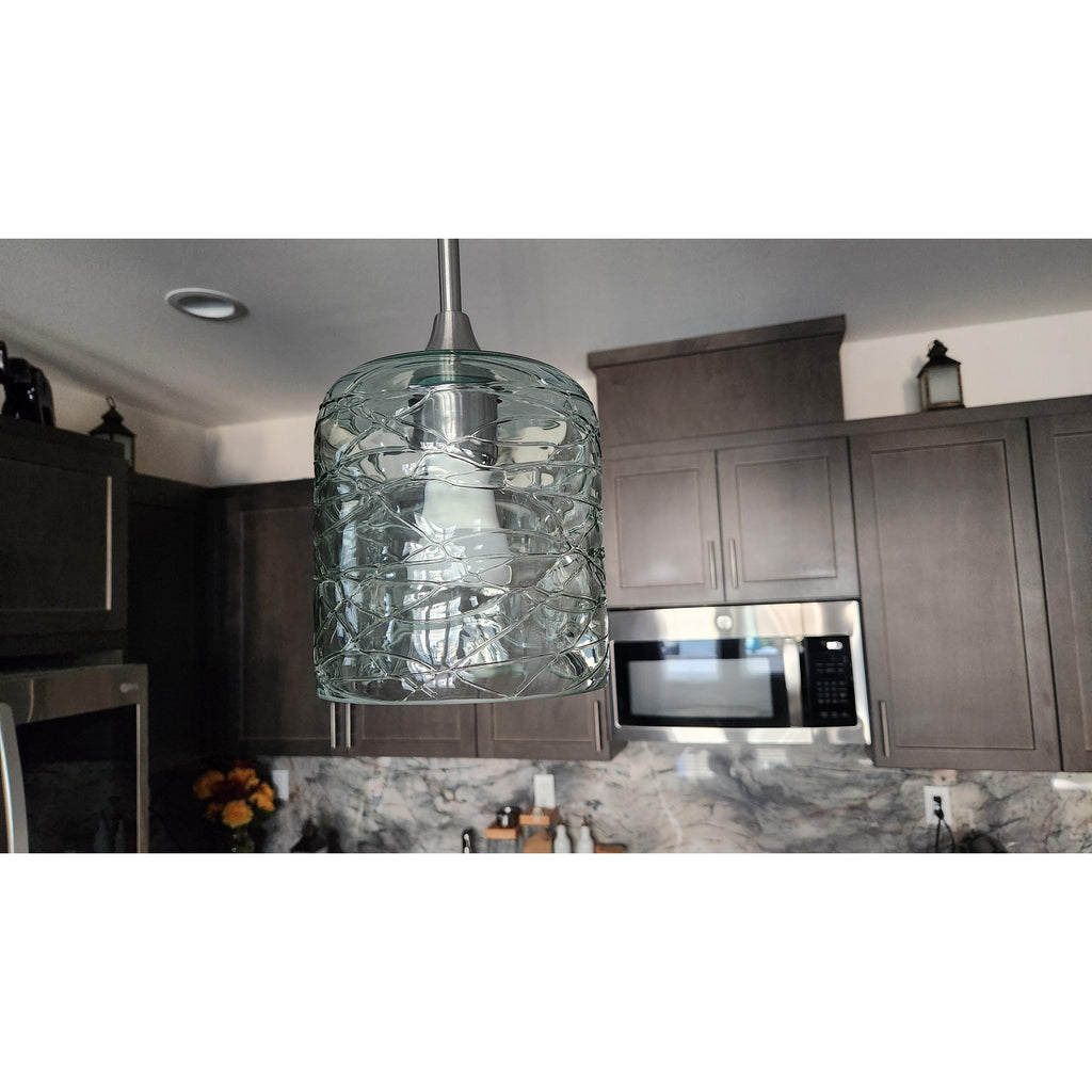603 Single Pendant Light-Pendant Light-Bicycle Glass Co-Matte Black - 8ft Cord-Lunar-Steel Blue-Bicycle Glass Co