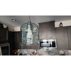 603 Single Pendant Light-Pendant Light-Bicycle Glass Co-Matte Black - 8ft Cord-Lunar-Steel Blue-Bicycle Glass Co