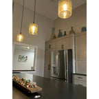 603 Single Pendant Light-Pendant Light-Bicycle Glass Co-Matte Black - 8ft Cord-Lunar-Steel Blue-Bicycle Glass Co