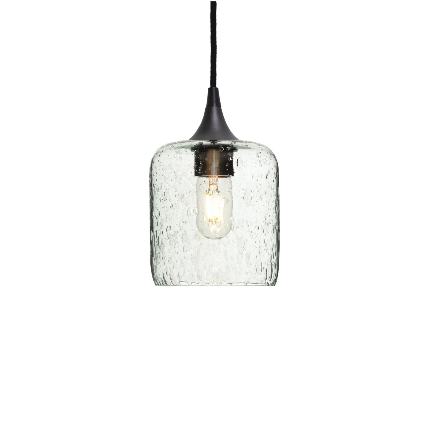 603 Single Pendant Light-Bicycle Glass Co-Antique Bronze 15ft Cord + Track Mount-Lunar-Eco Clear-Bicycle Glass Co