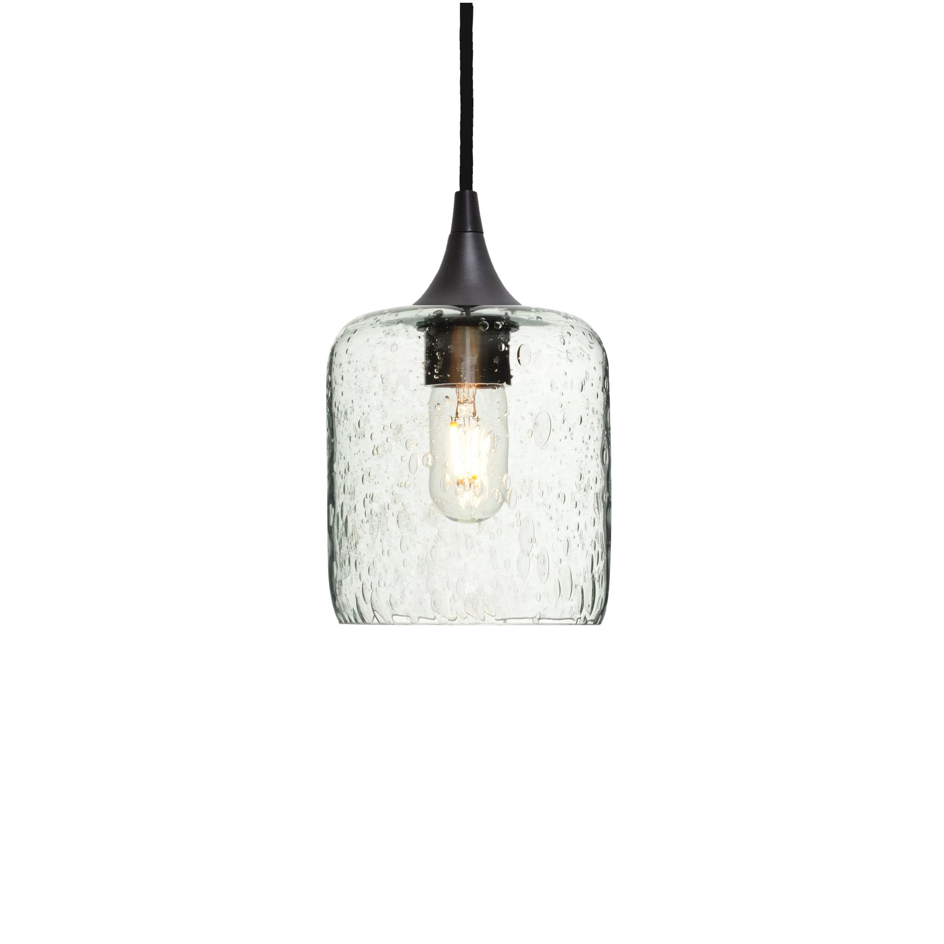 603 Single Pendant Light-Bicycle Glass Co-Antique Bronze 15ft Cord + Track Mount-Lunar-Eco Clear-Bicycle Glass Co