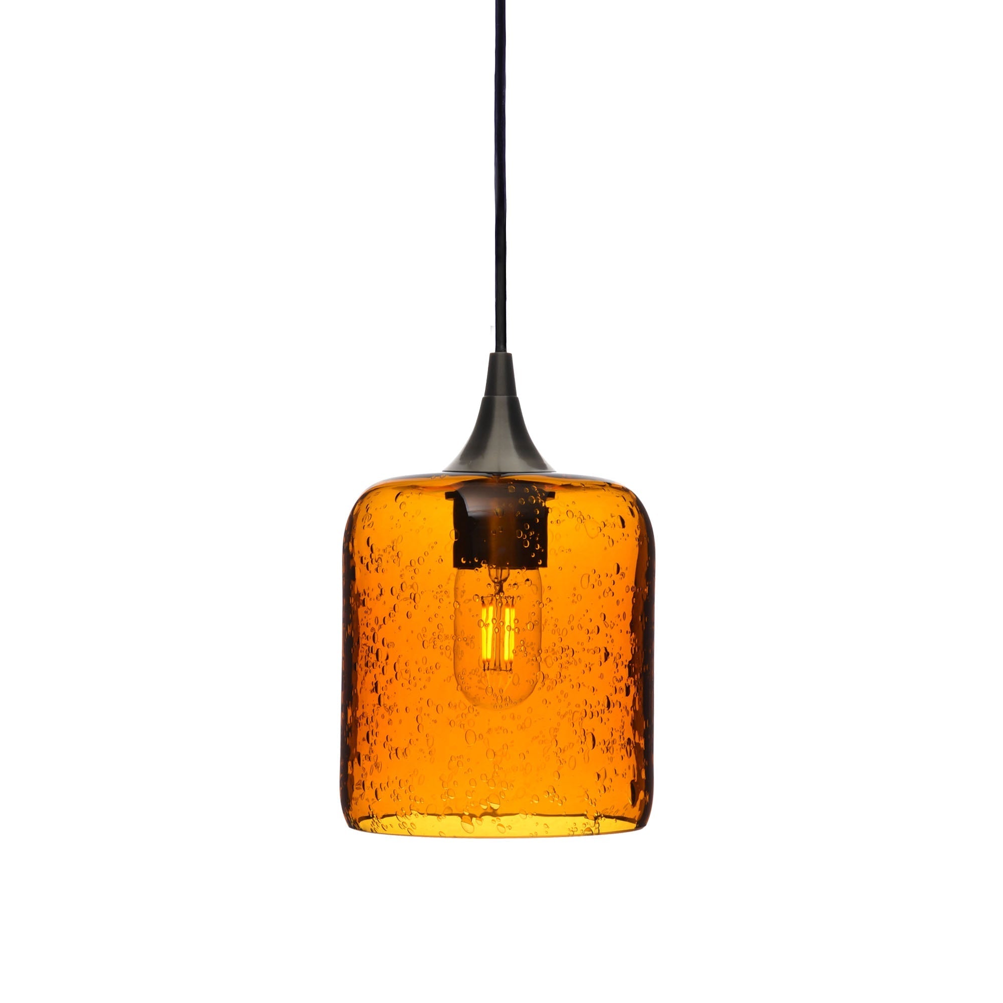 603 Single Pendant Light-Bicycle Glass Co-Antique Bronze 15ft Cord + Track Mount-Lunar-Golden Amber-Bicycle Glass Co