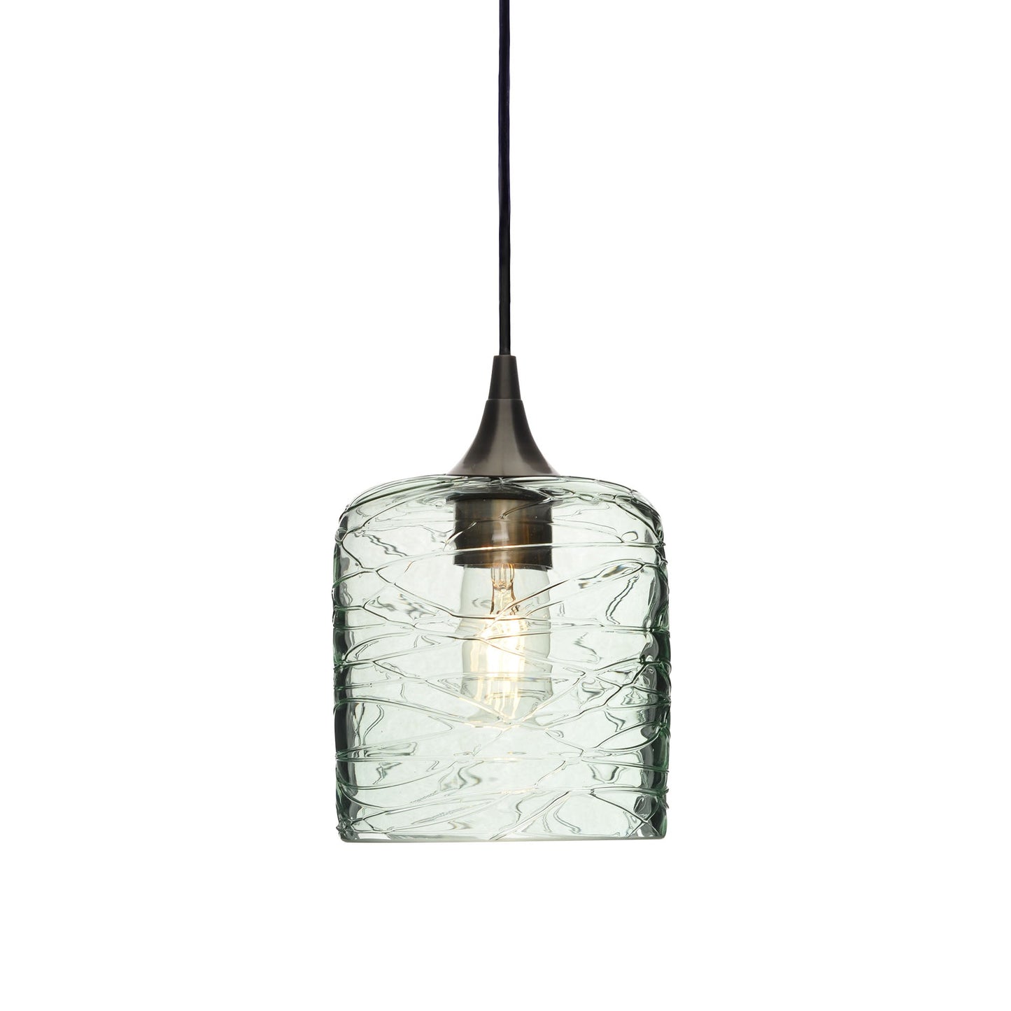 603 Single Pendant Light-Bicycle Glass Co-Antique Bronze 15ft Cord + Track Mount-Spun-Eco Clear-Bicycle Glass Co