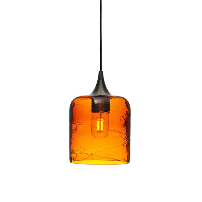 603 Single Pendant Light-Bicycle Glass Co-Antique Bronze 15ft Cord + Track Mount-Spun-Golden Amber-Bicycle Glass Co