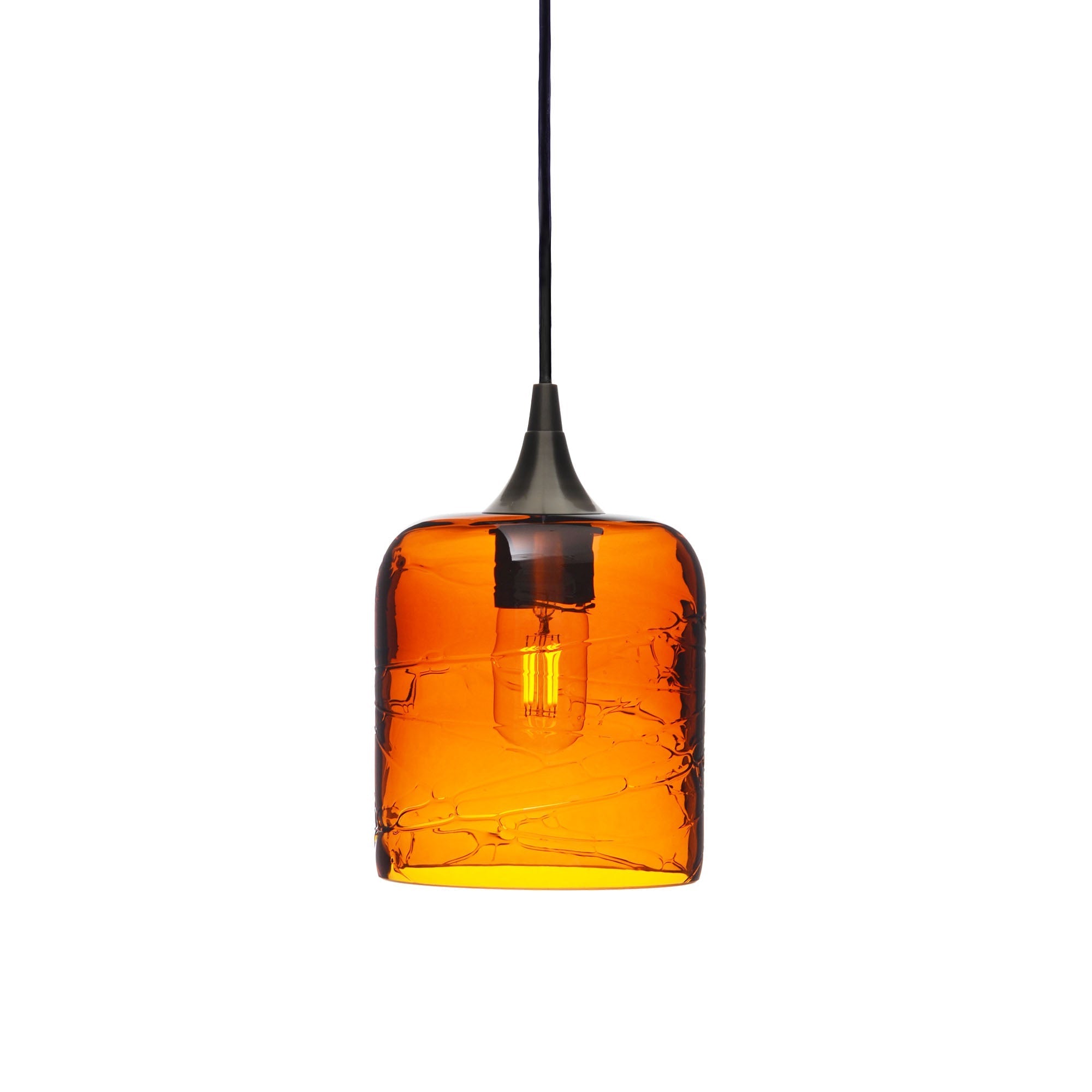 603 Single Pendant Light-Bicycle Glass Co-Antique Bronze 15ft Cord + Track Mount-Spun-Golden Amber-Bicycle Glass Co