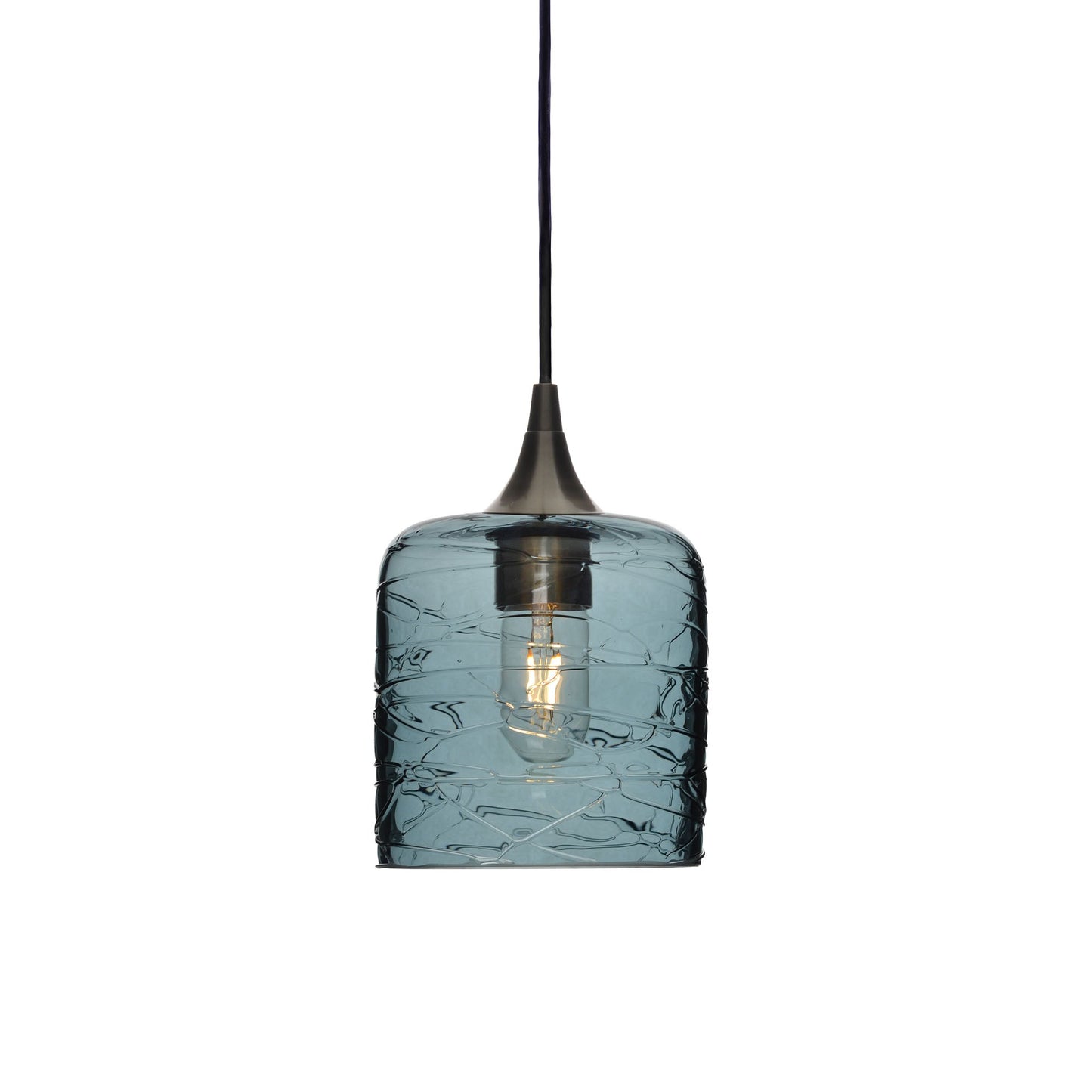 603 Single Pendant Light-Bicycle Glass Co-Antique Bronze 15ft Cord + Track Mount-Spun-Slate Gray-Bicycle Glass Co
