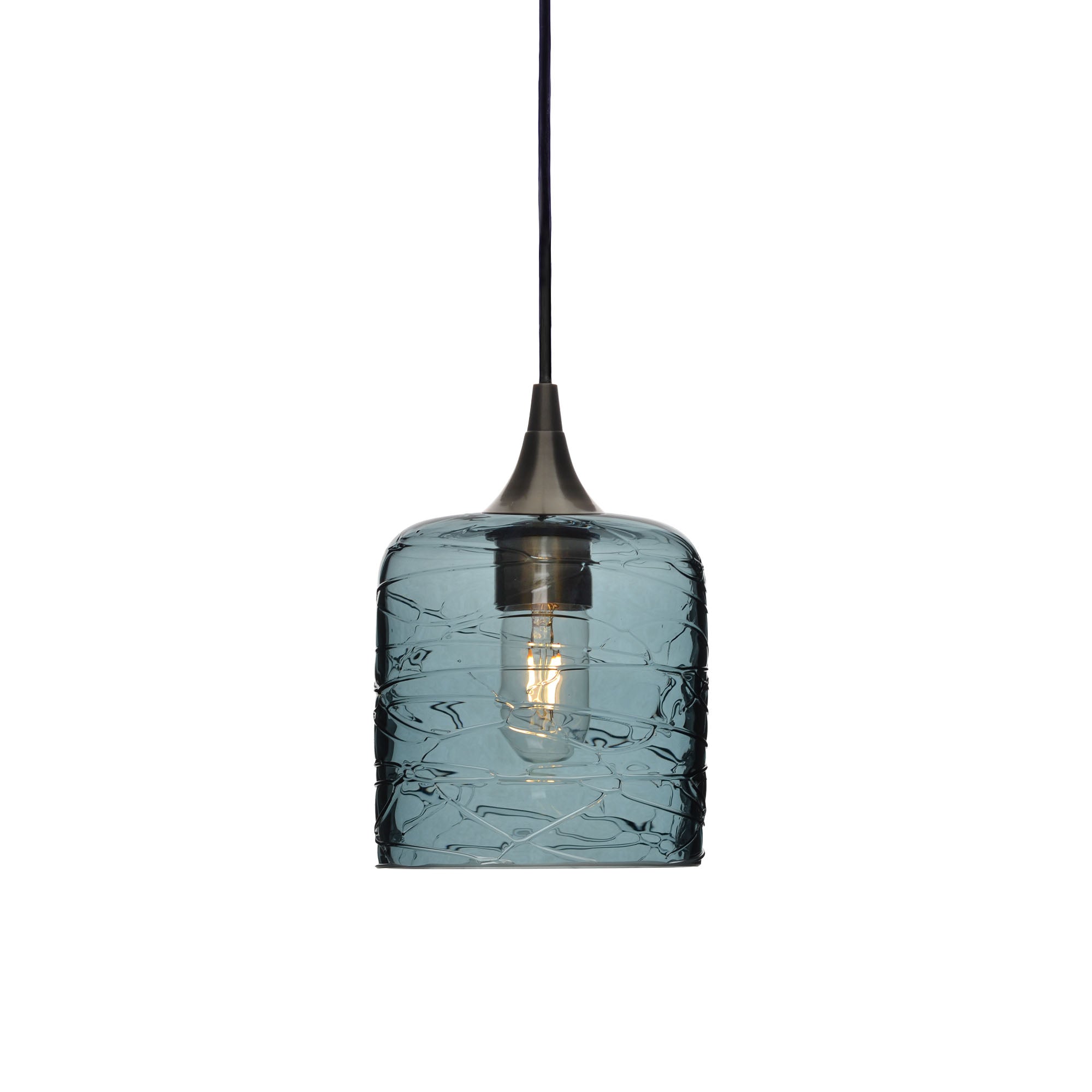 603 Single Pendant Light-Bicycle Glass Co-Antique Bronze 15ft Cord + Track Mount-Spun-Slate Gray-Bicycle Glass Co
