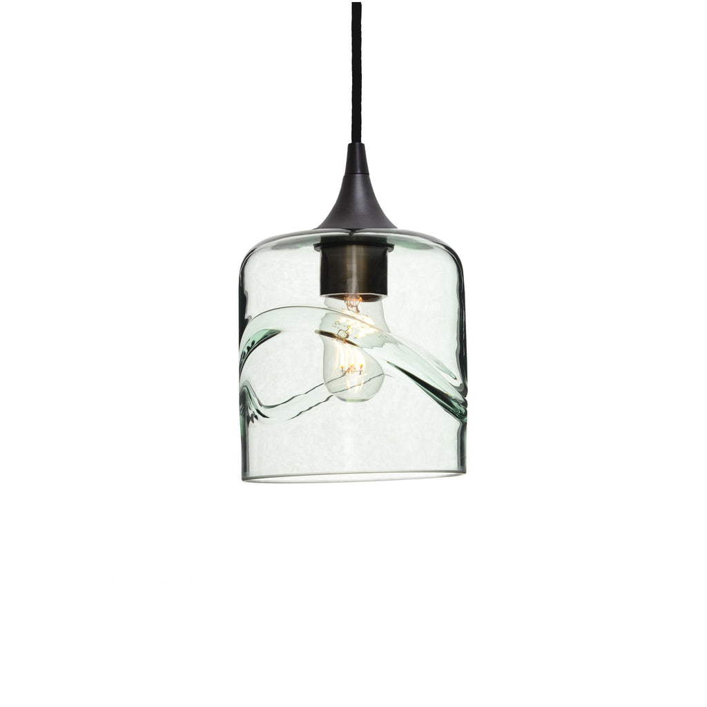603 Single Pendant Light-Bicycle Glass Co-Antique Bronze 15ft Cord + Track Mount-Swell-Eco Clear-Bicycle Glass Co