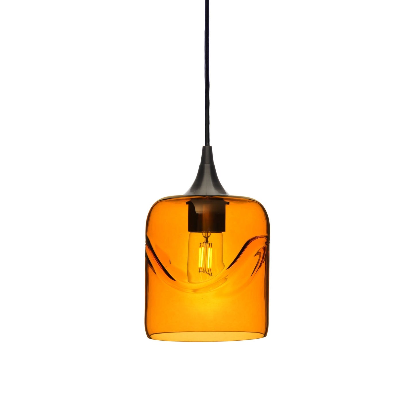 603 Single Pendant Light-Bicycle Glass Co-Antique Bronze 15ft Cord + Track Mount-Swell-Golden Amber-Bicycle Glass Co