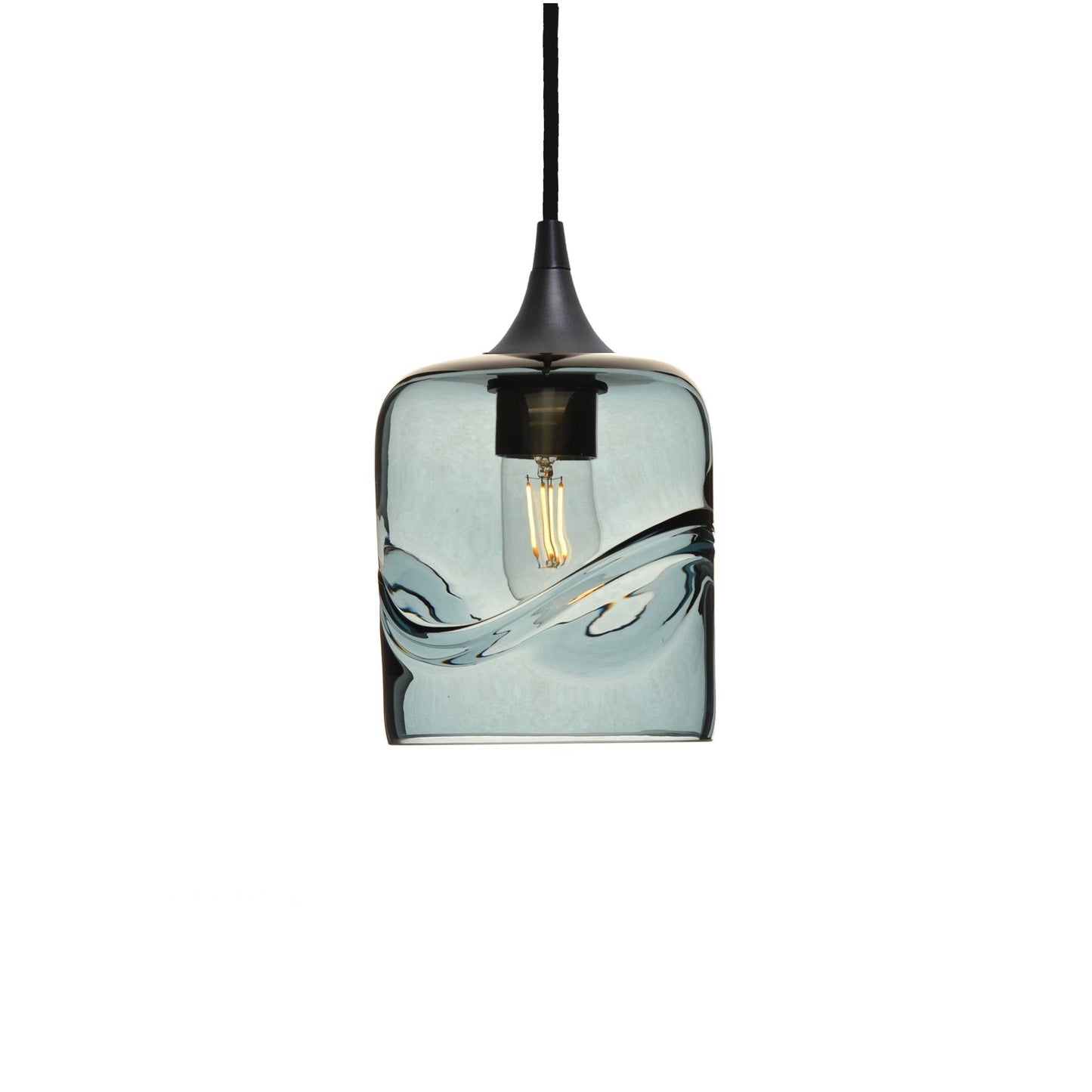 603 Single Pendant Light-Bicycle Glass Co-Antique Bronze 15ft Cord + Track Mount-Swell-Slate Gray-Bicycle Glass Co