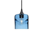 603 Single Pendant Light-Bicycle Glass Co-Antique Bronze 15ft Cord + Track Mount-Swell-Steel Blue-Bicycle Glass Co