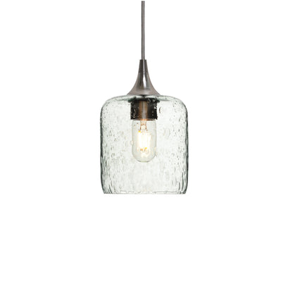 603 Single Pendant Light-Bicycle Glass Co-Brushed Nickel 15ft Cord + Track Mount-Lunar-Eco Clear-Bicycle Glass Co