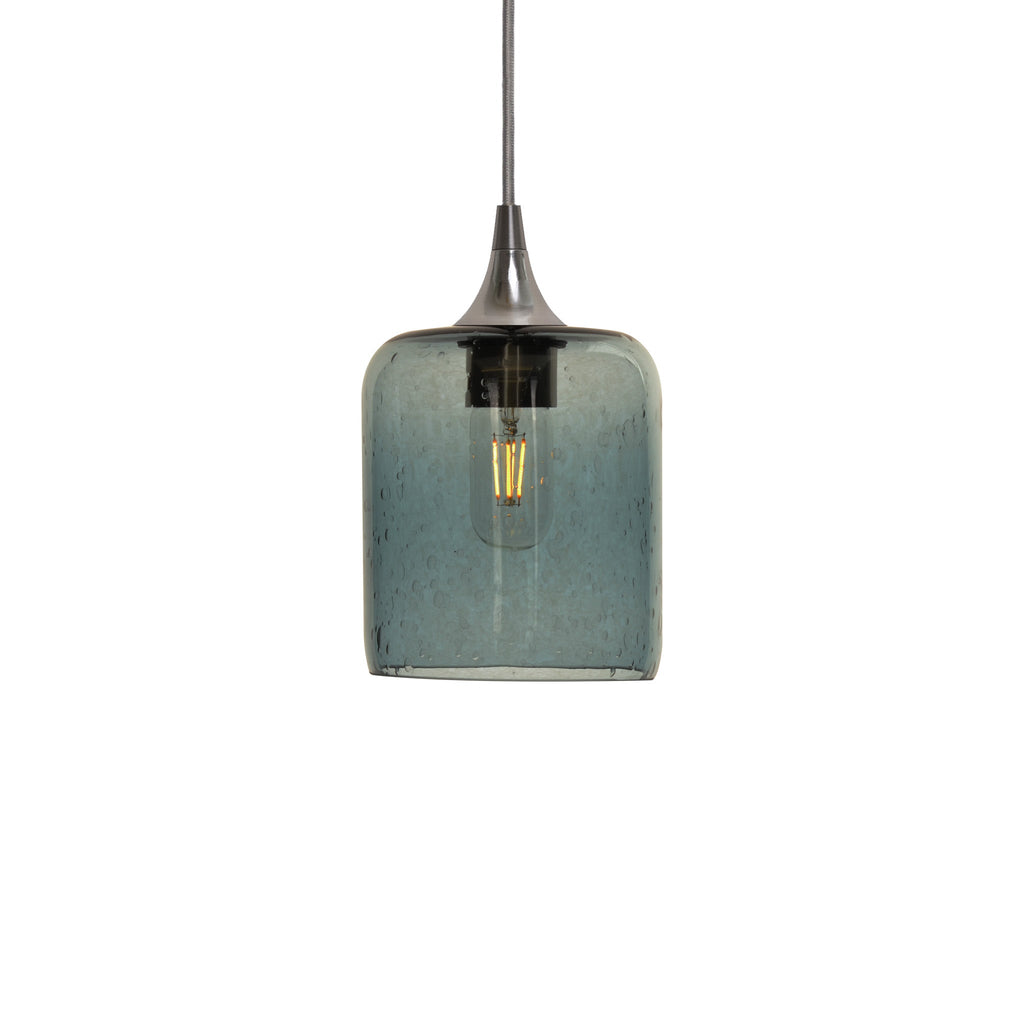 603 Single Pendant Light-Bicycle Glass Co-Brushed Nickel 15ft Cord + Track Mount-Lunar-Slate Gray-Bicycle Glass Co