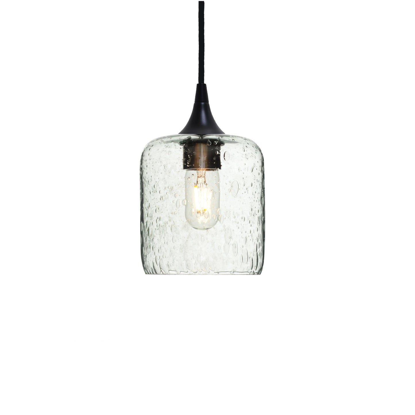 603 Single Pendant Light-Bicycle Glass Co-Matte Black 15ft Cord + Track Mount-Lunar-Eco Clear-Bicycle Glass Co
