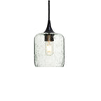 603 Single Pendant Light-Bicycle Glass Co-Matte Black 15ft Cord + Track Mount-Lunar-Eco Clear-Bicycle Glass Co