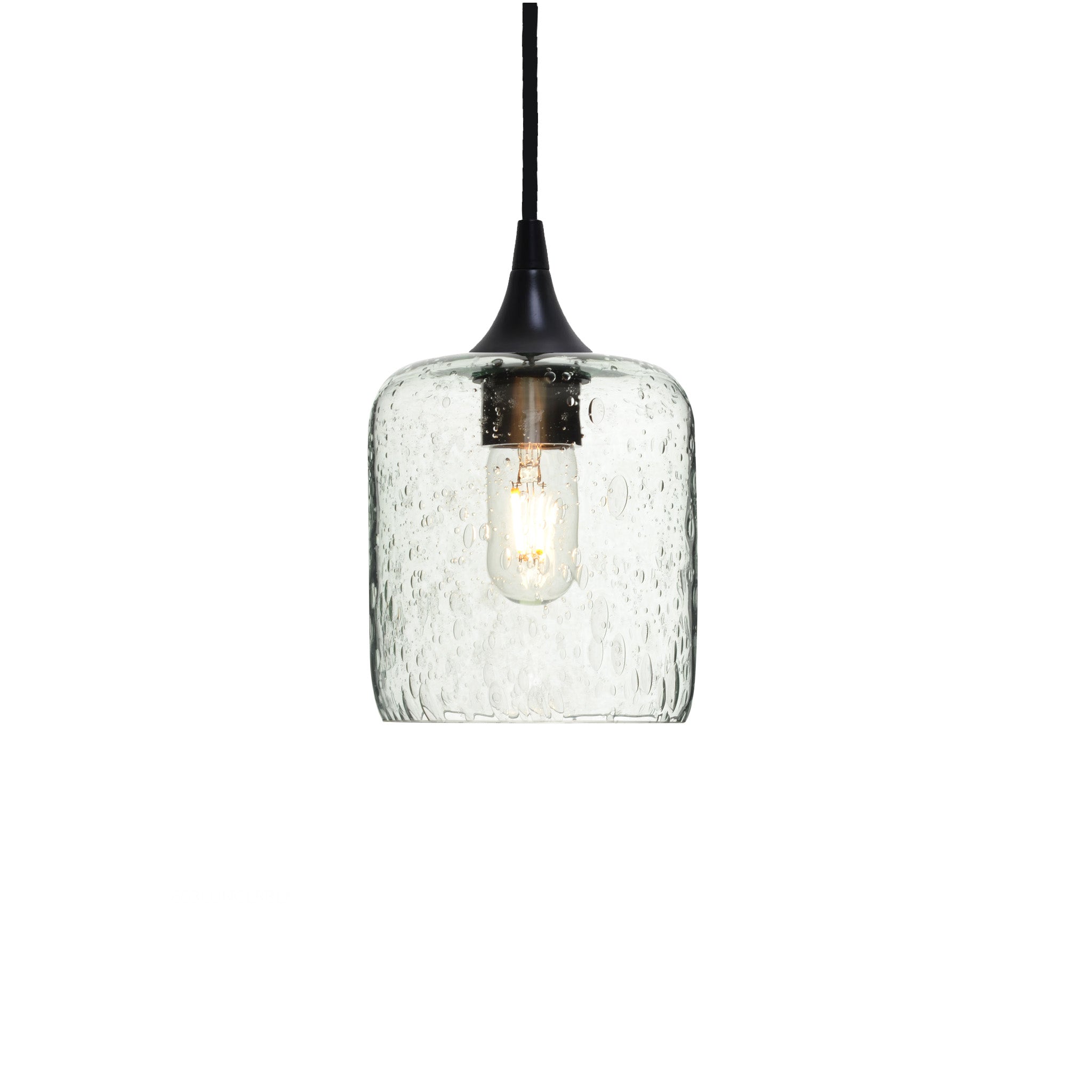 603 Single Pendant Light-Bicycle Glass Co-Matte Black 15ft Cord + Track Mount-Lunar-Eco Clear-Bicycle Glass Co