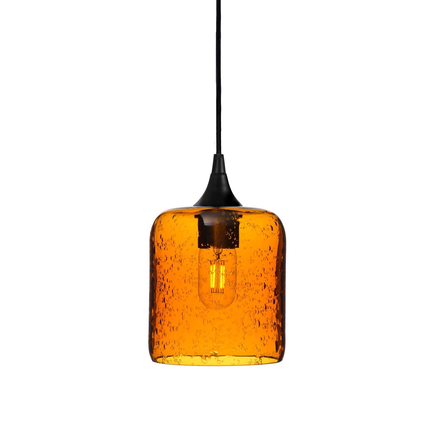 603 Single Pendant Light-Bicycle Glass Co-Matte Black 15ft Cord + Track Mount-Lunar-Golden Amber-Bicycle Glass Co