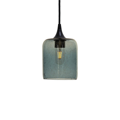603 Single Pendant Light-Bicycle Glass Co-Matte Black 15ft Cord + Track Mount-Lunar-Slate Gray-Bicycle Glass Co