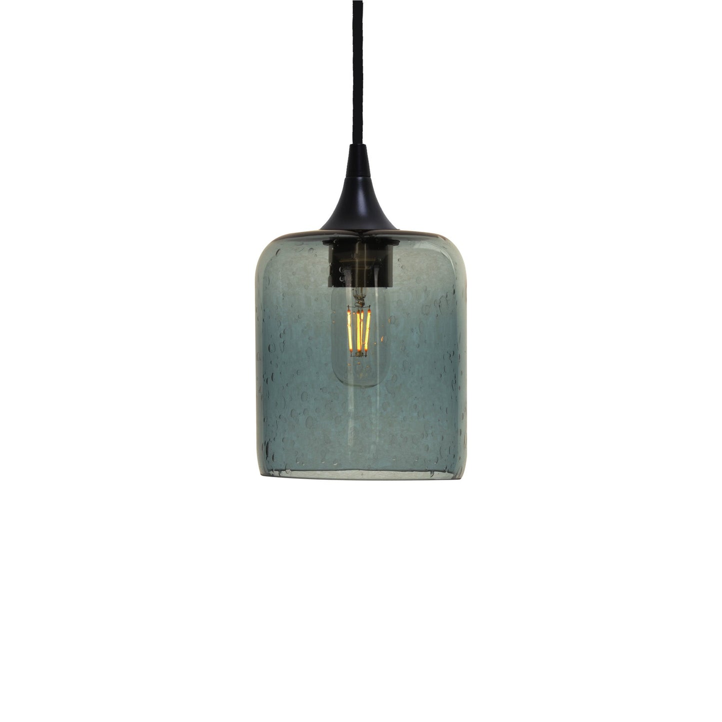603 Single Pendant Light-Bicycle Glass Co-Matte Black 15ft Cord + Track Mount-Lunar-Slate Gray-Bicycle Glass Co