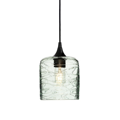 603 Single Pendant Light-Bicycle Glass Co-Matte Black 15ft Cord + Track Mount-Spun-Eco Clear-Bicycle Glass Co