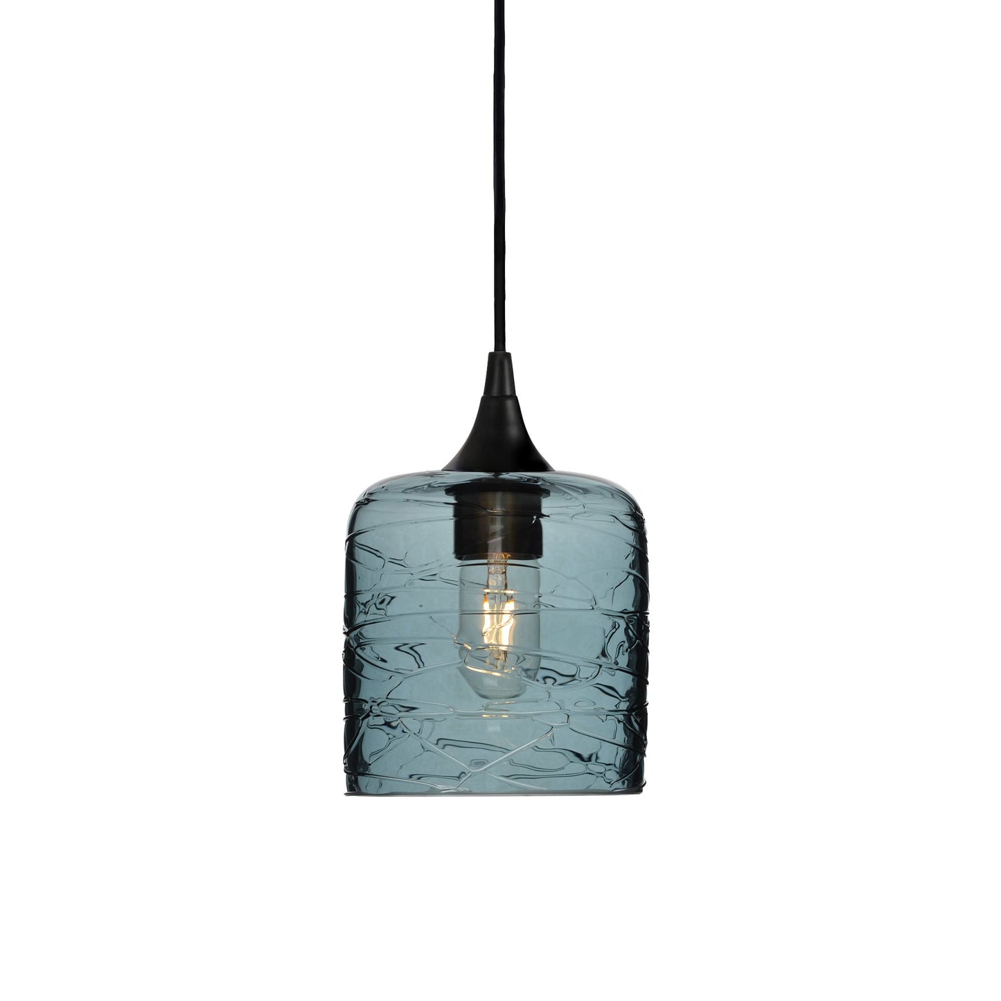 603 Single Pendant Light-Bicycle Glass Co-Matte Black 15ft Cord + Track Mount-Spun-Slate Gray-Bicycle Glass Co