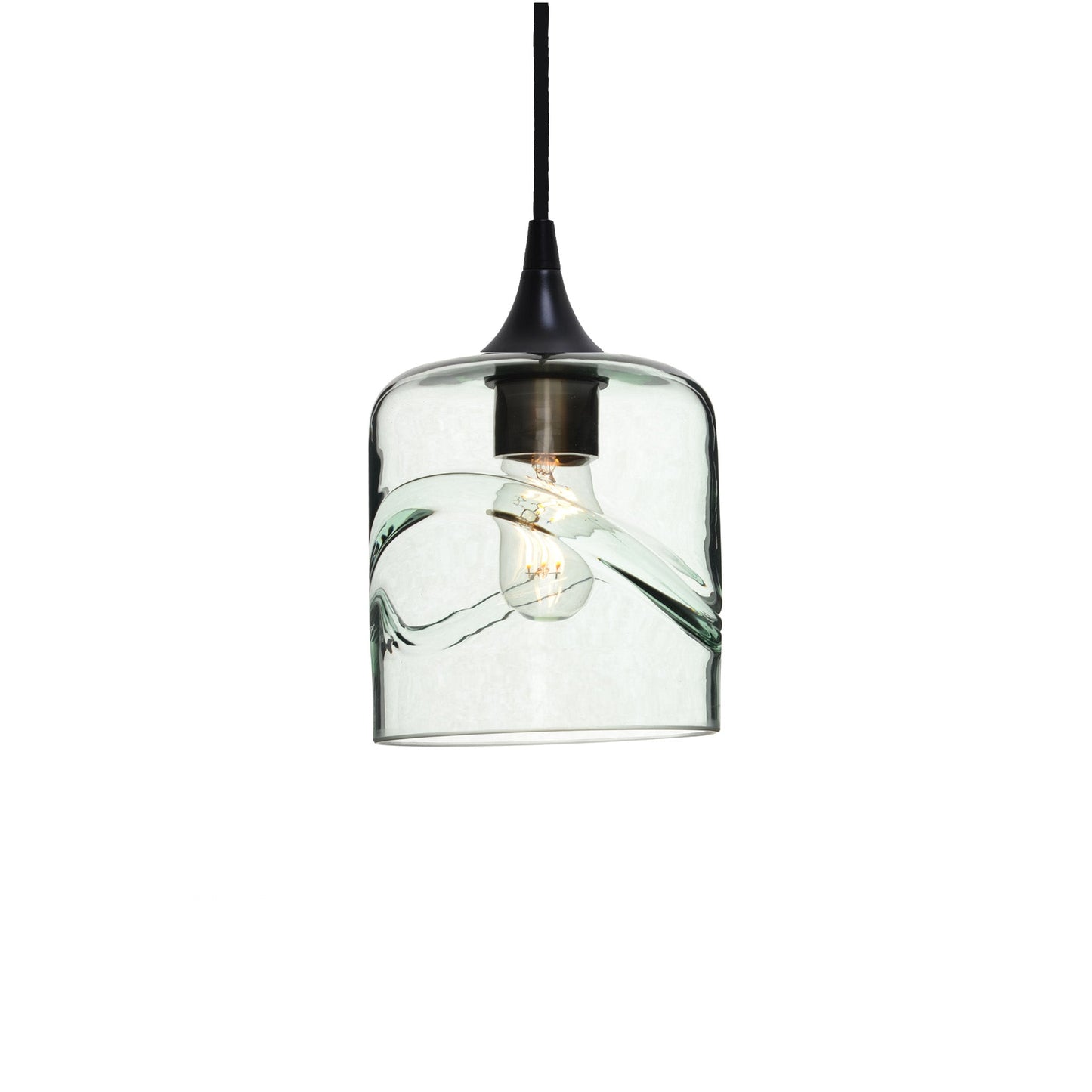 603 Single Pendant Light-Bicycle Glass Co-Matte Black 15ft Cord + Track Mount-Swell-Eco Clear-Bicycle Glass Co