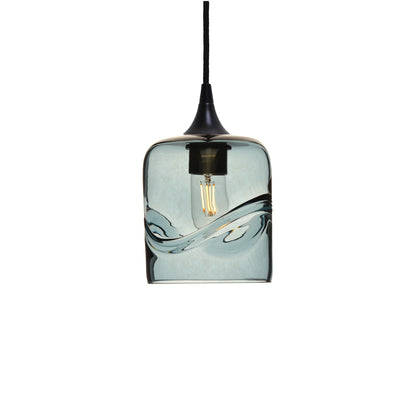 603 Single Pendant Light-Bicycle Glass Co-Matte Black 15ft Cord + Track Mount-Swell-Slate Gray-Bicycle Glass Co