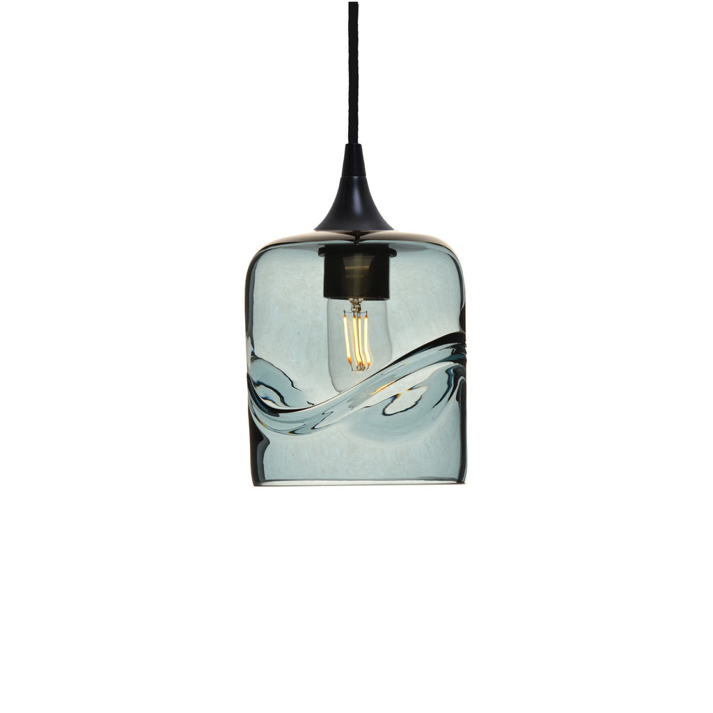 603 Single Pendant Light-Bicycle Glass Co-Matte Black 15ft Cord + Track Mount-Swell-Slate Gray-Bicycle Glass Co