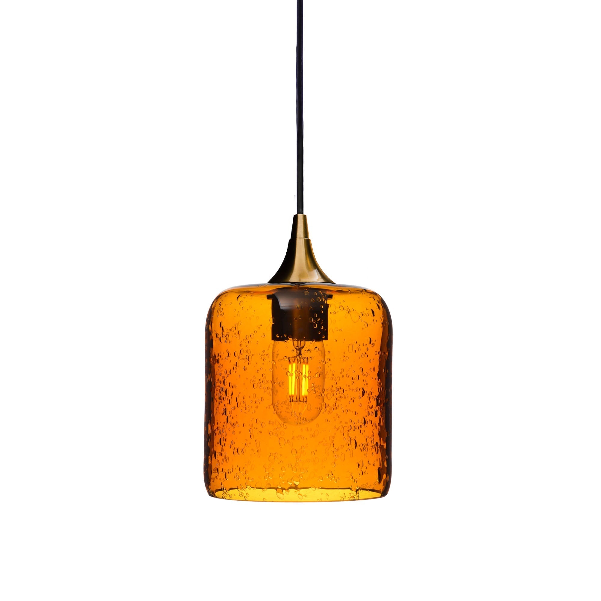 603 Single Pendant Light-Bicycle Glass Co-Polished Brass 15ft Cord + Track Mount-Lunar-Golden Amber-Bicycle Glass Co
