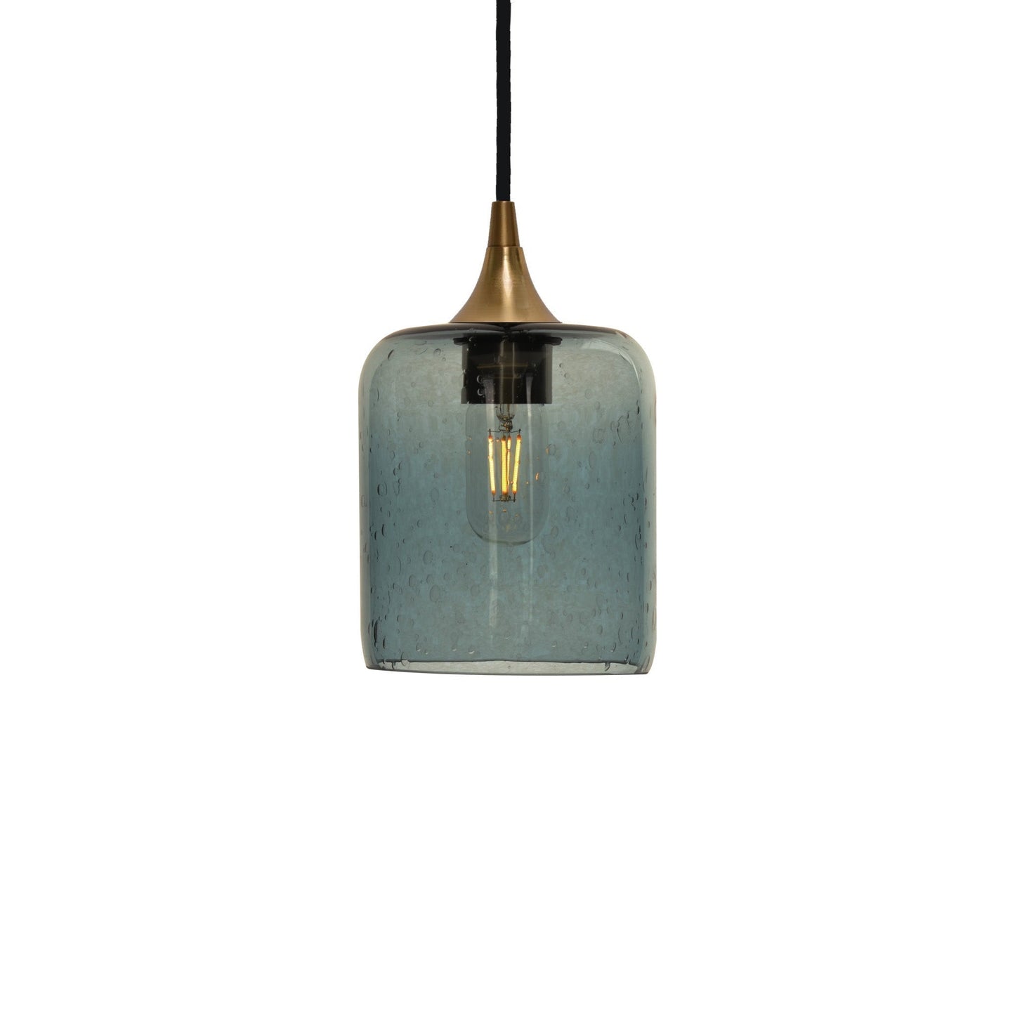 603 Single Pendant Light-Bicycle Glass Co-Polished Brass 15ft Cord + Track Mount-Lunar-Slate Gray-Bicycle Glass Co