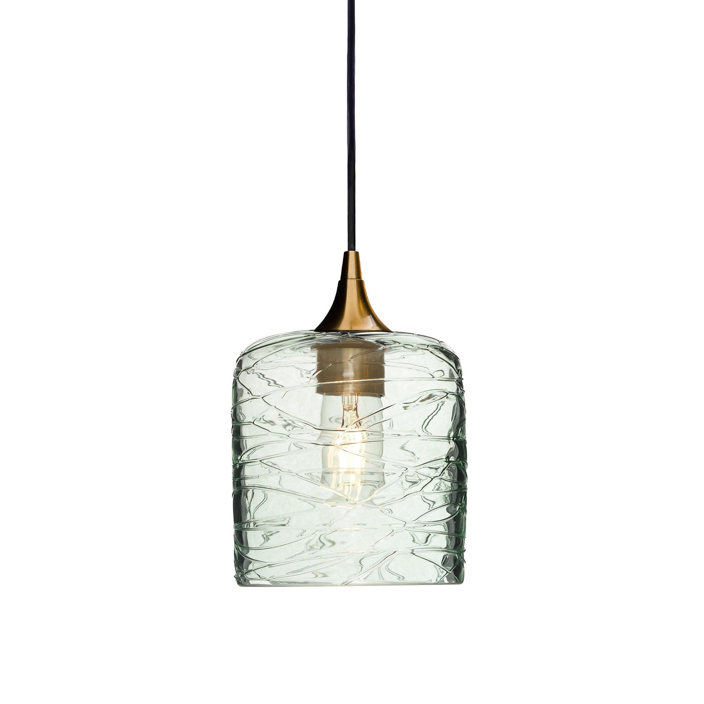 603 Single Pendant Light-Bicycle Glass Co-Polished Brass 15ft Cord + Track Mount-Spun-Eco Clear-Bicycle Glass Co