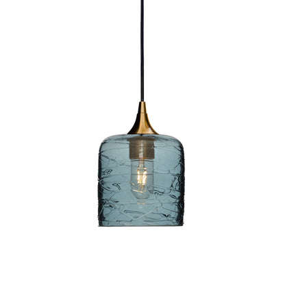 603 Single Pendant Light-Bicycle Glass Co-Polished Brass 15ft Cord + Track Mount-Spun-Slate Gray-Bicycle Glass Co