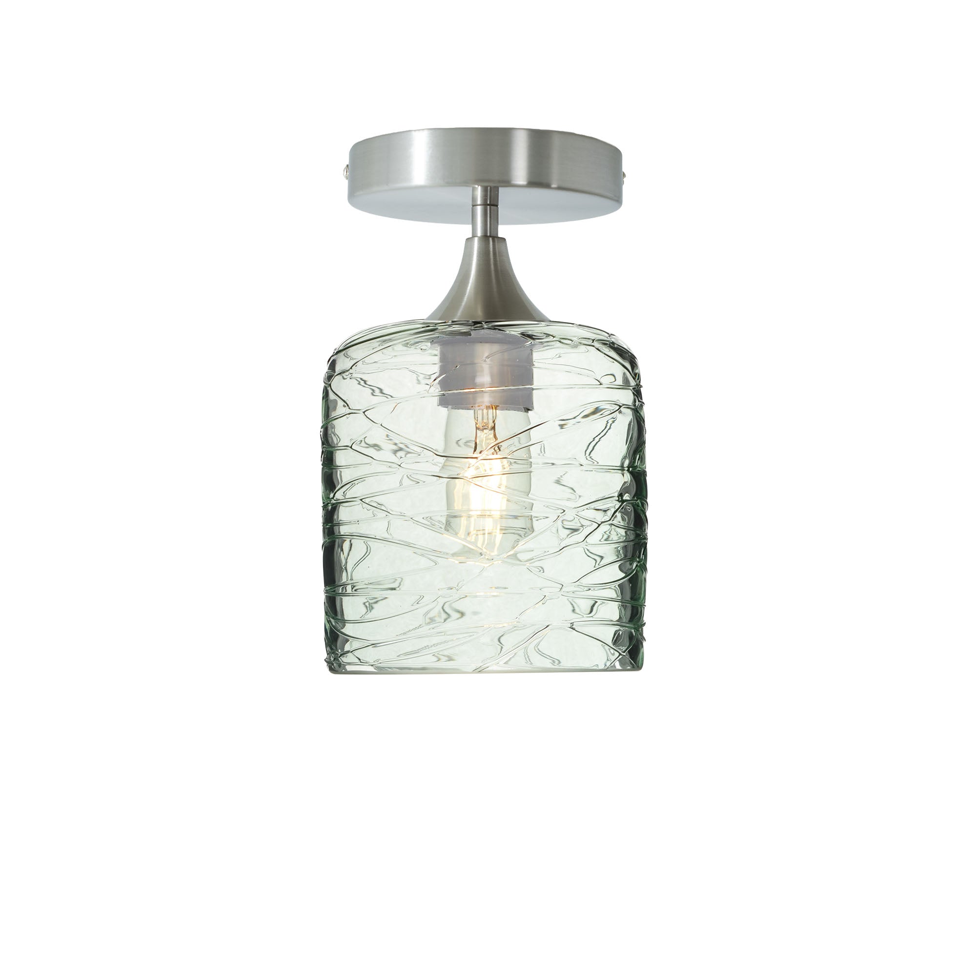 603 Spun: Semi Flush Light-Glass-Bicycle Glass Co - Hotshop-Eco Clear-Brushed Nickel-Bicycle Glass Co