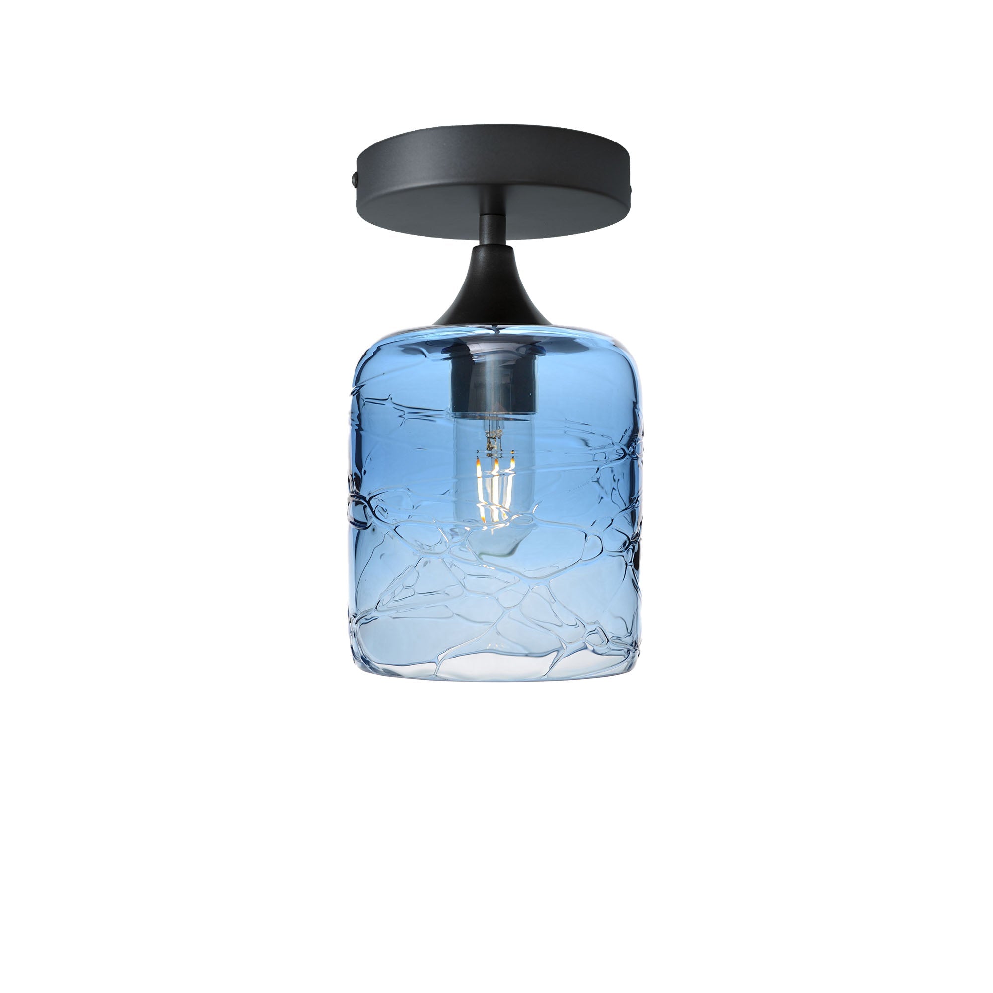 603 Spun: Semi Flush Light-Glass-Bicycle Glass Co - Hotshop-Steel Blue-Antique Bronze-Bicycle Glass Co
