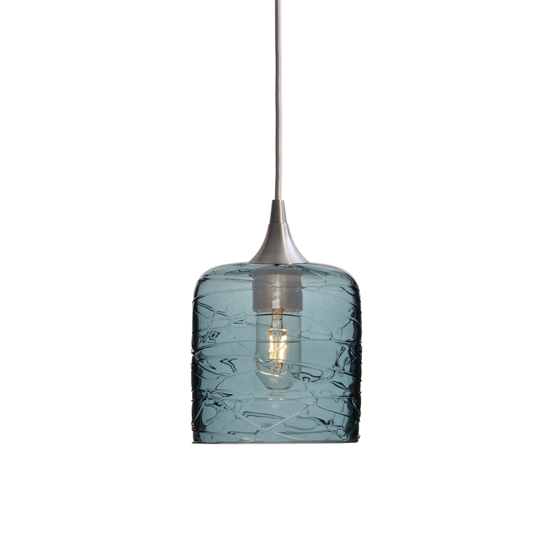 603 Spun: Single Pendant Light-Glass-Bicycle Glass Co - Hotshop-Golden Amber-Brushed Nickel-Bicycle Glass Co