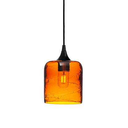 603 Spun: Single Pendant Light-Glass-Bicycle Glass Co - Hotshop-Golden Amber-Matte Black-Bicycle Glass Co
