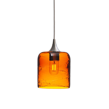 603 Spun: Single Pendant Light-Glass-Bicycle Glass Co - Hotshop-Golden Amber-Brushed Nickel-Bicycle Glass Co