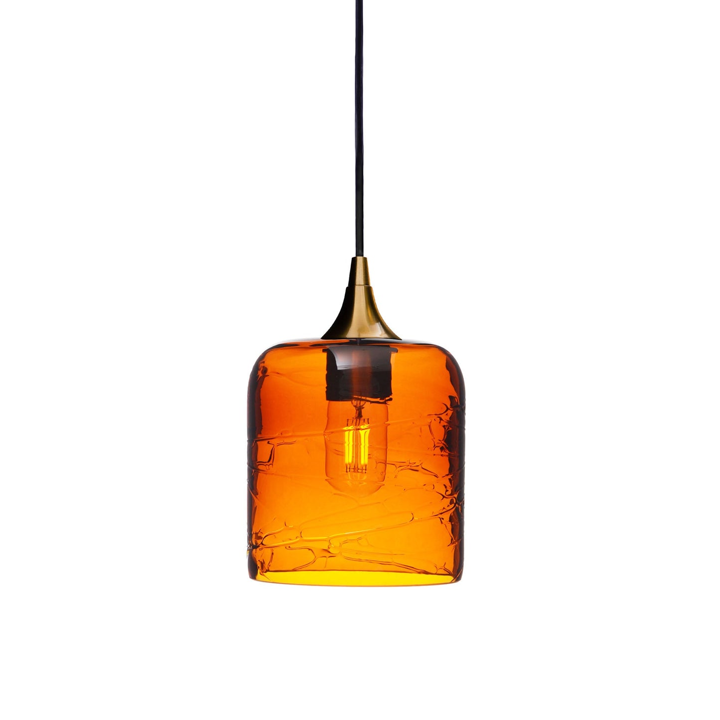 603 Spun: Single Pendant Light-Glass-Bicycle Glass Co - Hotshop-Golden Amber-Polished Brass-Bicycle Glass Co