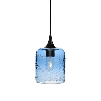 603 Spun: Single Pendant Light-Glass-Bicycle Glass Co - Hotshop-Steel Blue-Matte Black-Bicycle Glass Co