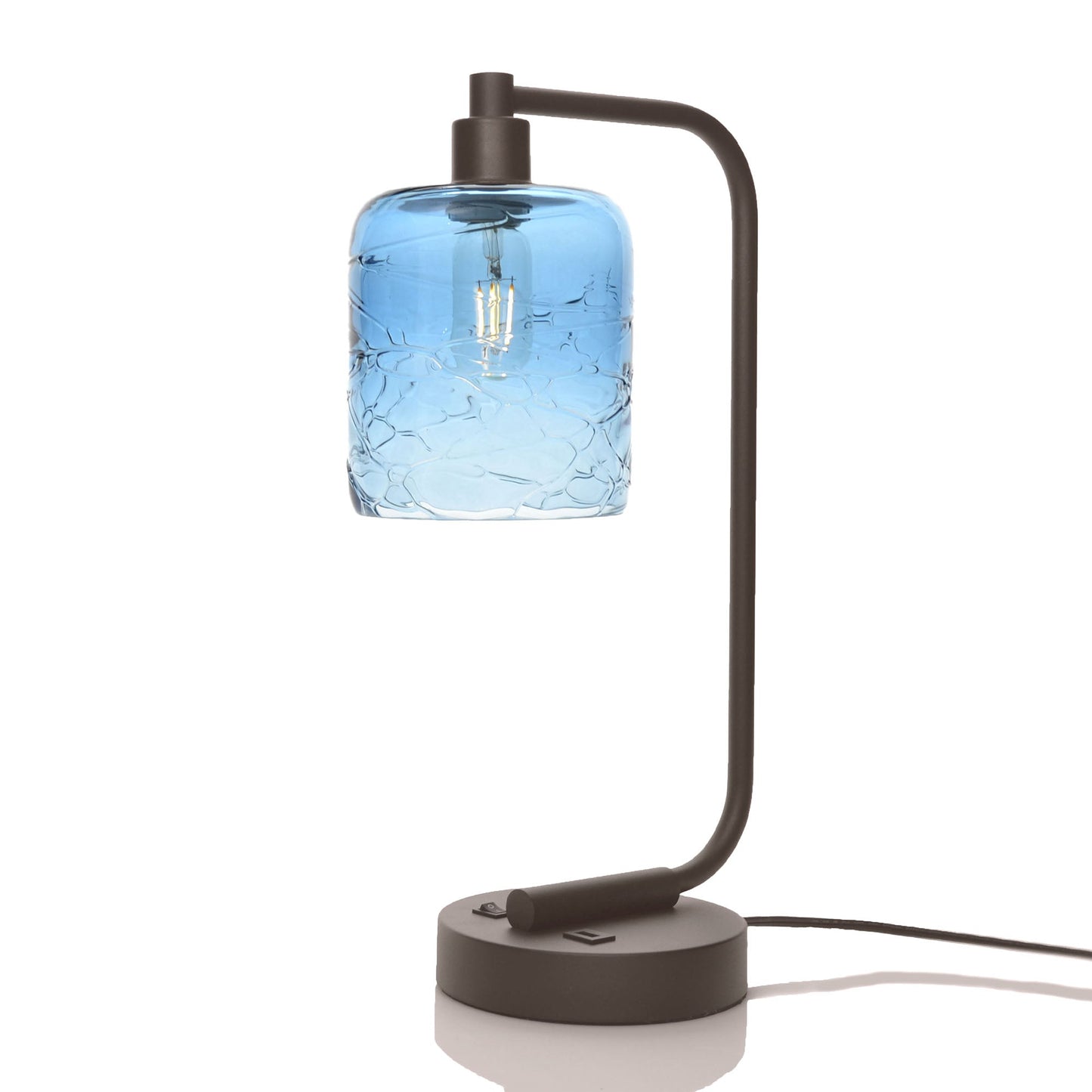 603 Spun: Table Lamp-Glass-Bicycle Glass Co - Hotshop-Steel Blue-Dark Bronze-Bicycle Glass Co