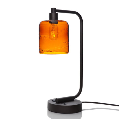 603 Spun: Table Lamp-Glass-Bicycle Glass Co - Hotshop-Golden Amber-Matte Black-Bicycle Glass Co