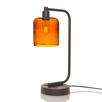 603 Spun: Table Lamp-Glass-Bicycle Glass Co - Hotshop-Golden Amber-Dark Bronze-Bicycle Glass Co