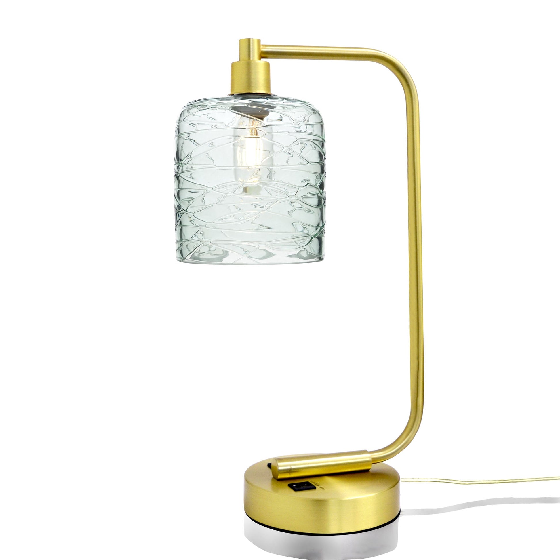 603 Spun: Table Lamp-Glass-Bicycle Glass Co - Hotshop-Eco Clear-Satin Brass-Bicycle Glass Co