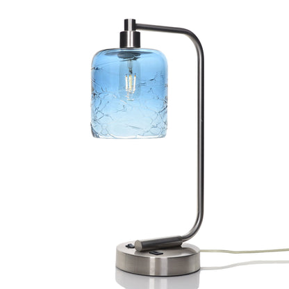 603 Spun: Table Lamp-Glass-Bicycle Glass Co - Hotshop-Steel Blue-Brushed Nickel-4 Watt LED (+$0.00)-Bicycle Glass Co