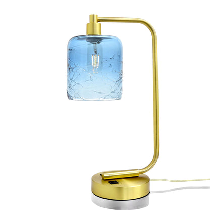 603 Spun: Table Lamp-Glass-Bicycle Glass Co - Hotshop-Steel Blue-Satin Brass-Bicycle Glass Co