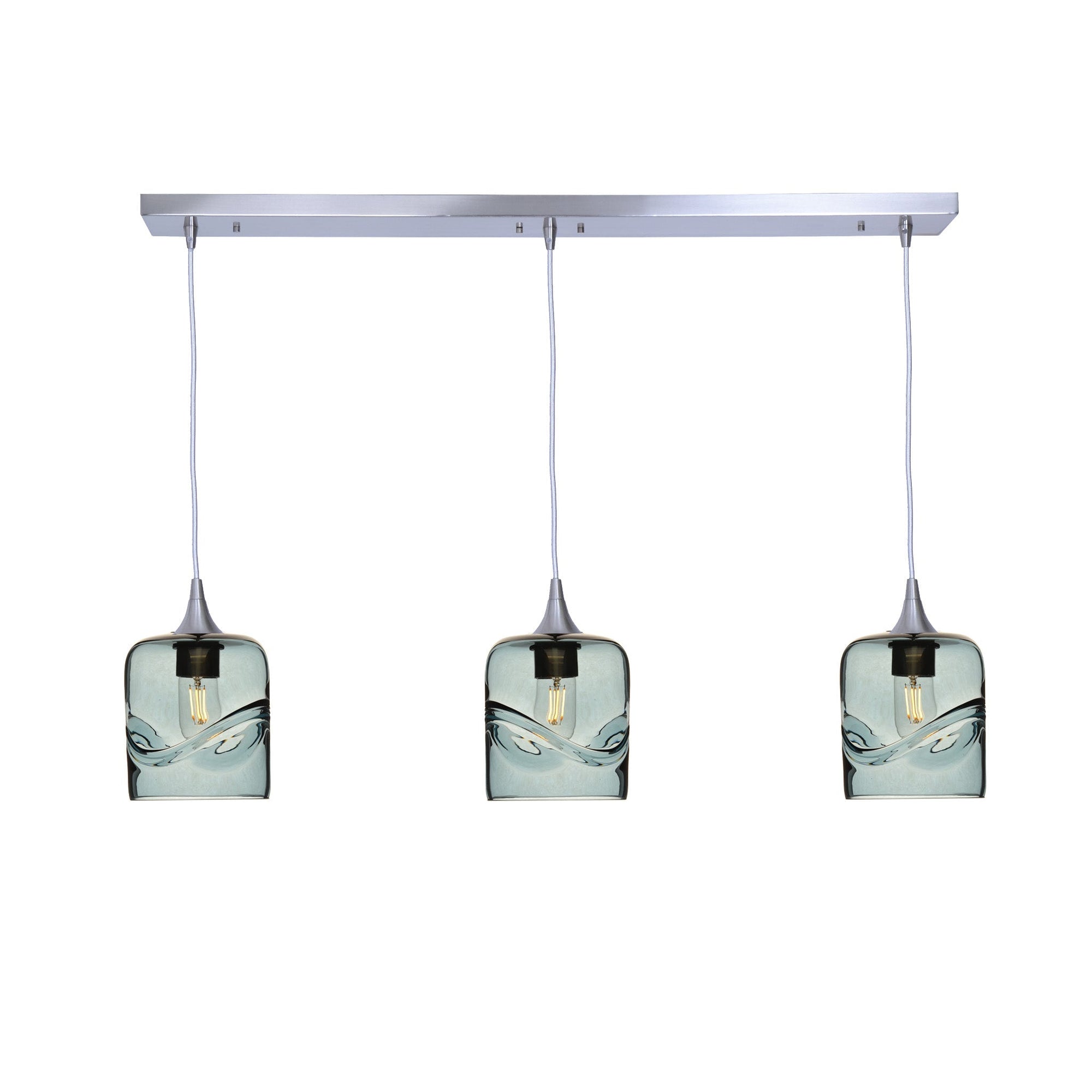 603 Swell: 3 Pendant Linear Chandelier-Glass-Bicycle Glass Co - Hotshop-Eco Clear-Bicycle Glass Co