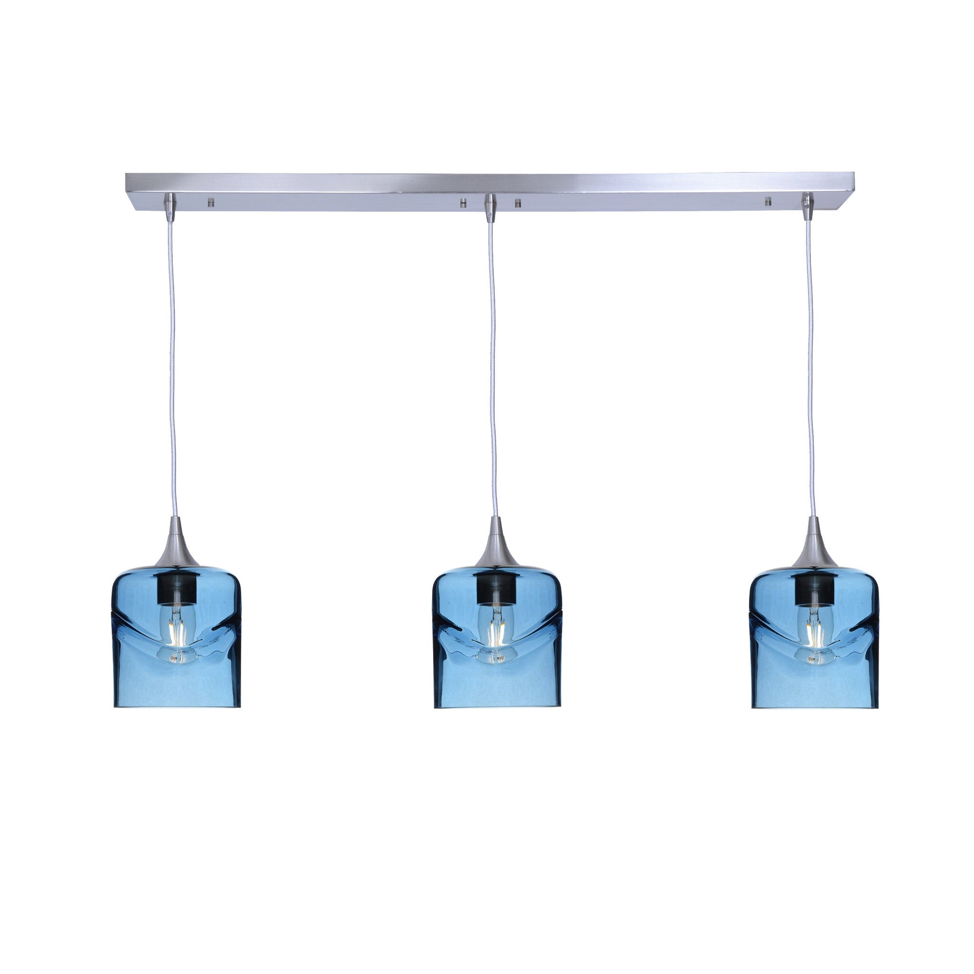 603 Swell: 3 Pendant Linear Chandelier-Glass-Bicycle Glass Co - Hotshop-Eco Clear-Bicycle Glass Co