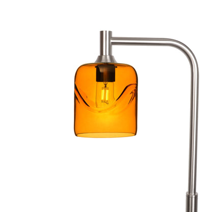 603 Swell: Floor Lamp-Glass-Bicycle Glass Co - Hotshop-Golden Amber-Brushed Nickel-Bicycle Glass Co